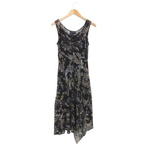 VTG Connected Apparel Black Paisley Midi Dress‎ Cowl Neck Sequin M Y2K
